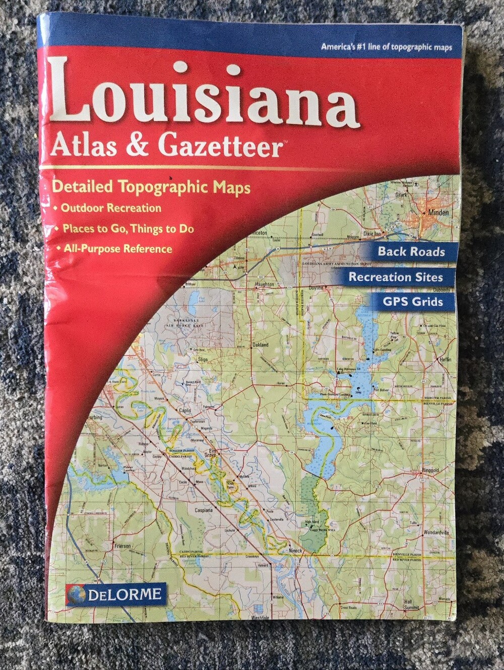 Louisiana Atlas & Gazetteer  Red DeLorme Vintage 2003 Second Edition 15.5x11
